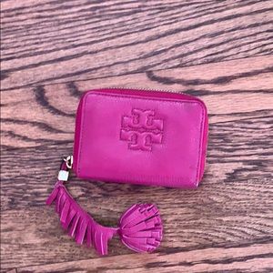 Used Pink Leather Tory Burch Wallet